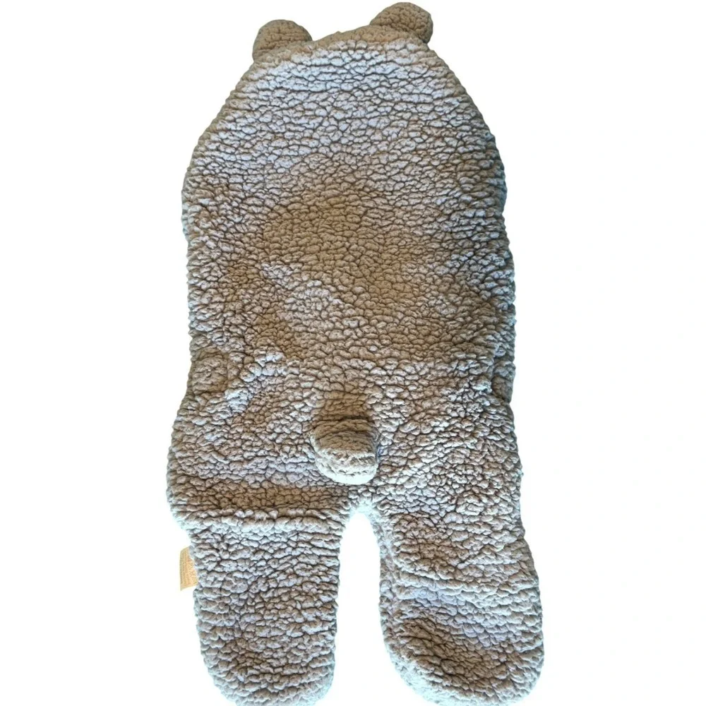Baby Bear Hooded‎ Sherpa Sleep Sack Swaddle Blanket 0-6 Months Gray Adjustable